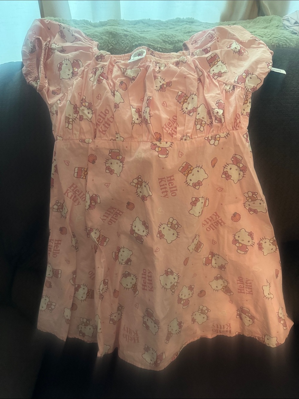 Hello Kitty Pink Puff Sleeve Casual Dress